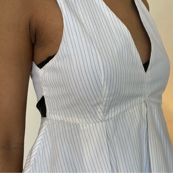 Zara trafaluc striped pleated babydoll top with satin tie at the back. - Picture 4 of 8